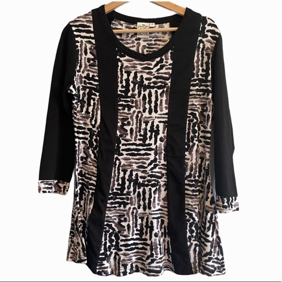 Parsley & sage boho cottagecore black purple academia print top - Picture 1 of 6